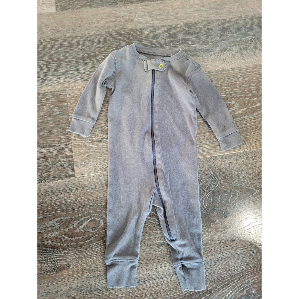 Primary Baby Gray Organic Cotton Footless Sleeper‎ Romper 3-6 Months Zip Up #1